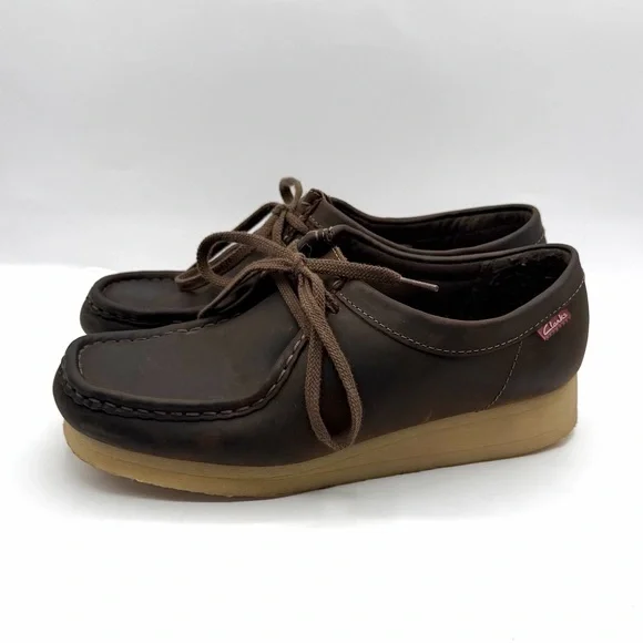 Clarks Wallabee Beeswax Shoes Brown Unixes Size 5 US Chukka EUC